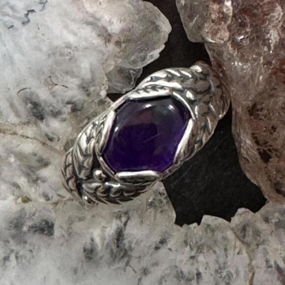 Jewelry - Carolyn Pollack Sterling Silver Oval Amethyst Floral Decorated Ring For Women